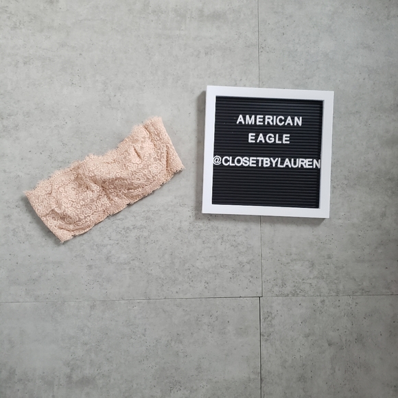 NWT aerie Eyelash Lace Bandeau Bra in Natural Nude - Picture 2 of 8